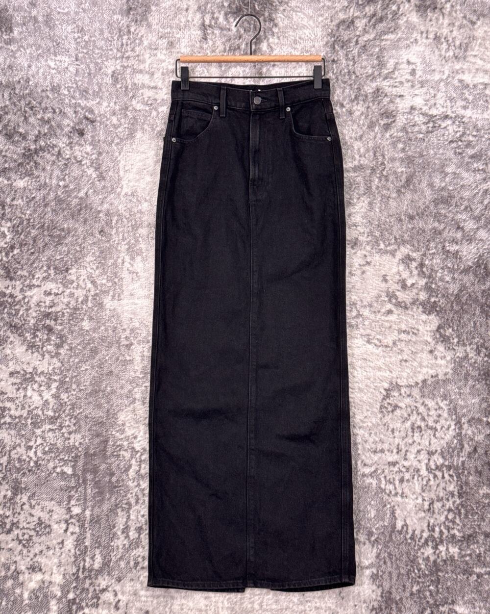 Mother Denim Maxi Skirt 26 Womens Black Wash Candy Stick Slit Back
